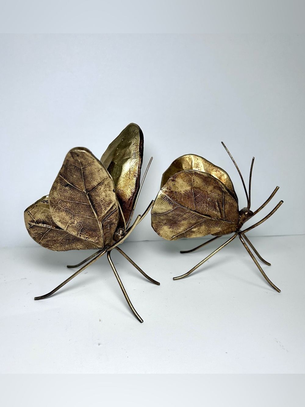 Anthropologie Gold Leaf Butterfly Shelf Sitters (2)